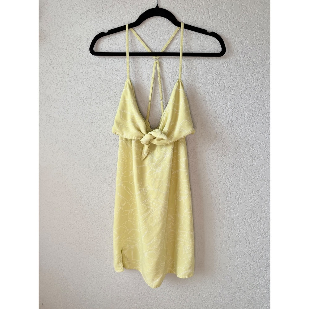 Volcom Mini Dress Womens XL Yellow Excellent Floral Tie Front Sun Dress B1322310